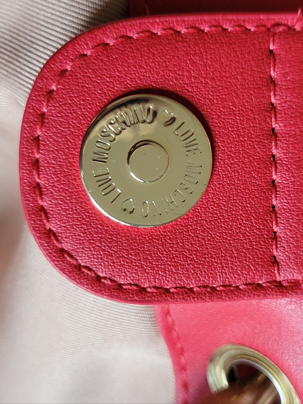 LOVE MOSCHINO Shoulder/Sling Borsa Canvas Naturale & PU Red - Picture 13 of 16